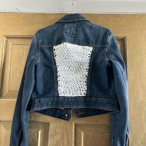 Crochet‎ back denim jacket